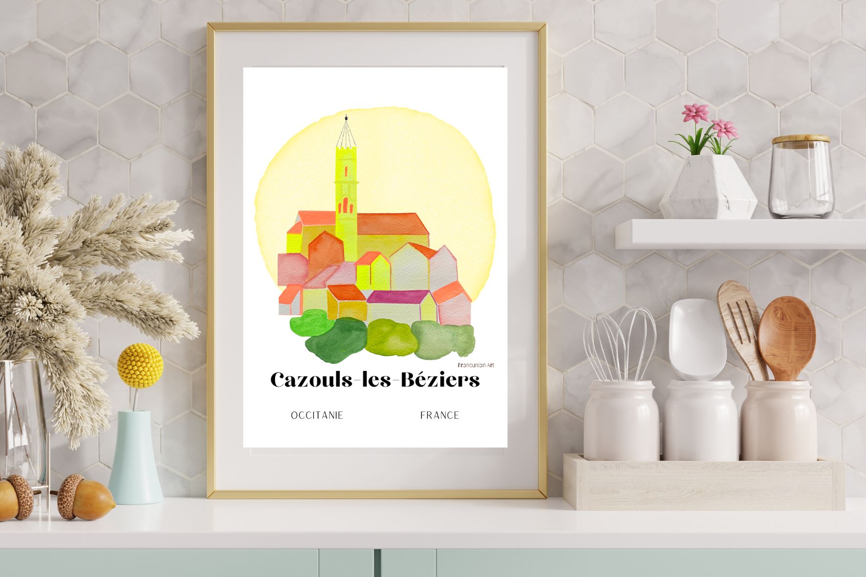 Illustration aquarelle Cazouls-les-Béziers